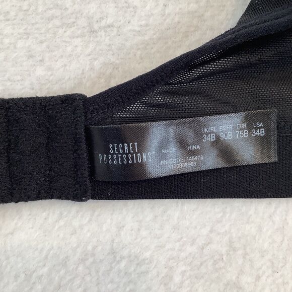 Secret Possessions Bra‎ Women’s Size 34B Black Gray Underwire Push Up Crossback - Picture 5 of 9